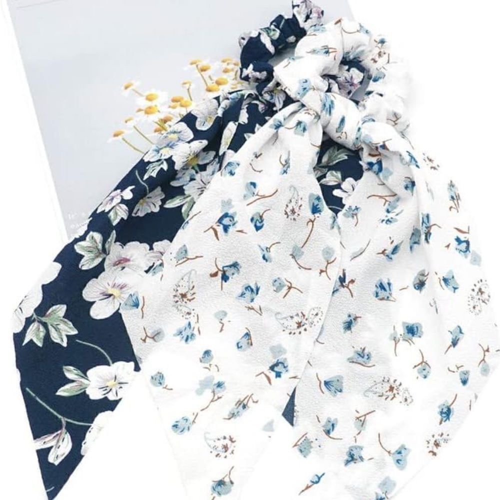 5/$25 Floral White SCARF SCRUNCHY - Picture 3 of 4